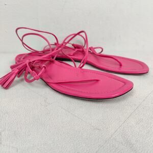 Rhode‎ Santana Sandals Womens 40 10 Dark Pink Leather Strappy Lace Up Flats